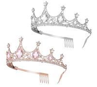 Toddmomy 2pcs Crown Headbands for Bride Wedding with Delicate Rhinestone Design and Stable Wearing, Alloy Material Bridal Crowns for Celebration and Valentine's Day Accessories