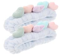 Toddmomy 2pcs Cute Heart-shaped Face Wash Headbands for Women, Soft Cloth Material, Comfortable to Wear, for Brushing Teeth and Quick Bath, Stylish and Lovely Hairbands