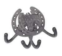 Toddmomy 2pcs Double Cast Iron Horseshoe Hooks Vintage Rustic Wall Hooks for Hanging Coats Towels in Home Bathroom