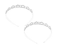 Toddmomy 2pcs Double-layer Rhinestone Headband for Women Heart Crystal Beaded Bridal Hairband Lightweight Comfortable Wedding Party Hair Hoop Stylish Sparkle Accessory for Valentines