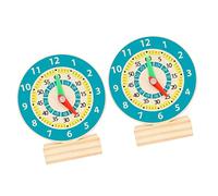 Toddmomy 2Pcs Educational Wooden Clock for Cartoon Models with Smooth Edges Learning to Develop Recognition and Cognitive Skills