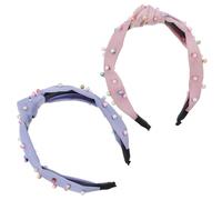 Toddmomy 2pcs Faux Pearl Hair Headbands with Twisted Knot Design, Wide Cloth Headbands Featuring No Skin Hurt Function, for Daily Wearing and Party Accessories