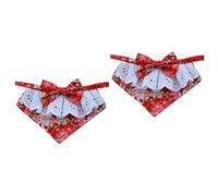 Toddmomy 2pcs Flower Pattern Triangle Scarf for Pets Dog Bib Bright Red for Christmas Gatherings Comfortable Japanese Style Design