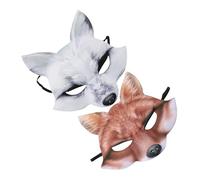 Toddmomy 2pcs Fox Half Face Party Mask EVA Animal Masquerade Costume Accessory for Halloween Carnival Cosplay with Brown White Reusable Design Easy Maintenance