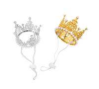 Toddmomy 2pcs Glitter Pet Birthday Party Hats for Small Dogs and Cats Lightweight Flexible Crown Headwear for Animal Photo Props and Everyday Glamour Celebration Accessories