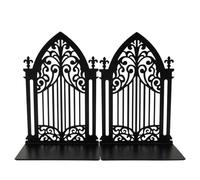 Toddmomy 2pcs Gothic Arch Black Metal Book Ends, Decorative Bookends