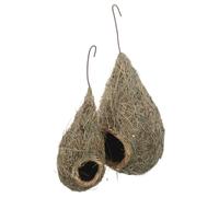 Toddmomy 2pcs Grass Woven Hanging Bird Nests for Finches and Wild Birds Naturalistic Design with Comfortable Retreat Easy Cleaning for Garden Size 28.5x11x11cm