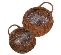 Toddmomy 2pcs Hanging Garden Planter Rattan Wall Flower Basket | Wall Hanging Planters Indoor, Synthetic Rattan Woven Style, Hooks and Hardware for Dried Flowers, Keys