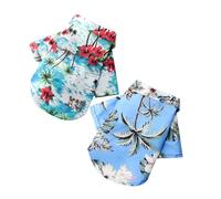 Toddmomy 2Pcs Hawaiian Dog Shirts Set, Beach Style Pet Clothes with Pineapple Coconut Tree Prints, Lake Blue Sky Blue Cotton Shirts for Small Dogs and Cats, Summer Island Outfit