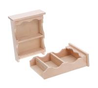 Toddmomy 2pcs Japanese Style Mini Dollhouse Wall Cabinet Solid Wood Storage Shelf Realistic Miniature Furniture for Dollhouse Kitchen Dining Display and DIY Projects