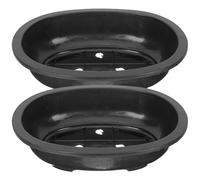 Toddmomy 2Pcs Large Plastic Bonsai Training Pots Oval Shallow Plant Containers with Drainage for Gardening Balcony Nursery and Office Use