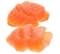 Toddmomy 2Pcs Lifelike Artificial Salmon Slices Fake Salmon Decor for Photography Props Restaurant Food Display Early Education Home Kitchen Decoration
