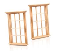 Toddmomy 2pcs Mini Doll House Windows Scale Simulated Twelve Lattice Frame Props for Dollhouse Decoration and Photography