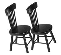 Toddmomy 2pcs Mini Wooden Doll House Chairs Black Decorative Miniature Furniture Accessories for DIY Dollhouse Scene and Micro Landscape Decoration