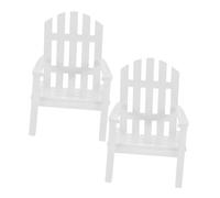 Toddmomy 2Pcs Miniature Chair Ornaments Beach Decor Nautical Decoration for Dollhouse Wedding Cake Topper Home Office Desk White Fairy Garden Furniture