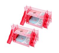 Toddmomy 2pcs Miniature Dollhouse Bunk Bed with Stairs and Slides Lightweight Double Beds for Pretend Play Bedroom Decor Safe Material for Role-playing and Imaginative Storytelling