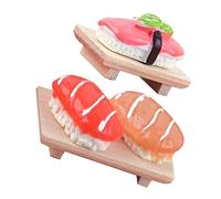 Toddmomy 2pcs Miniature Dollhouse Food Display Realistic Sushi Wooden Plate Decor for Home Photography Prop Mini Storage Container Decorative Pretend Play Accessories