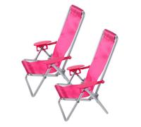 Toddmomy 2Pcs Miniature Folding Beach Chairs for Dollhouse Furniture, Small Lightweight Pink Sunbath Loungers, Realistic Mini Beach Chair Accessories for Home Decor and Cake Toppers