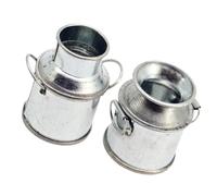 Toddmomy 2Pcs Miniature Metal Milk Jugs Tiny Buckets for Doll House Decoration Lightweight Small Iron Mini Accessories for Micro Landscape and Early Learning