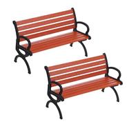 Toddmomy 2pcs Miniature Park Bench Models Tiny Dollhouse Furniture for Fairy Gardens Realistic Brown Wooden Design for Home Decor Office Desk and Shelf Display