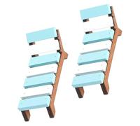 Toddmomy 2Pcs Miniature Wooden Beach Chairs Blue White Mini Doll House Furniture for DIY Dollhouse Decoration Scale Lounge Seating for Pretend Play and Miniature Scenes
