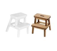 Toddmomy 2Pcs Miniature Wooden Step Stool for Dollhouse Furniture Smooth Surface Mini Wood Stool with Vivid Detail for Miniature Scene Decoration and Doll House Adornment