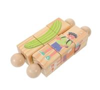 Toddmomy 2pcs Montessori Vegetable Wood Twist Puzzle - Wooden People Rotating Spin Puzzle Educational Toy for Early Development Fine Motor Skills Learning Toys
