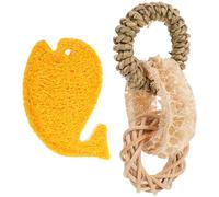 Toddmomy 2pcs Natural Loofah Bunny Chew for Small Animals Ergonomic Rabbit and Hamster Aid Safe Pet Teething Accessory for Guinea Pigs Rats and Chinchillas