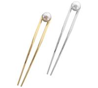 Toddmomy 2pcs Pearl Hair Pins Fork for Women Extra Long Vintage Alloy Hair Forks with Smooth Surface Classic French Style for Dating and Shows