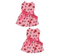 Toddmomy 2pcs Pet Dog Dress Bowknot Elegant Sleeveless Puppy Skirt for Hot Days for Everyday Wear Holidays and Photos Strawberry