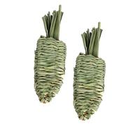 Toddmomy 2pcs Pet Molar Toy Hand Woven Radish Toy Rabbit Molar Small Pet Chewing for Hamster Guinea Pig Bunnies Teething in Cage Random Color