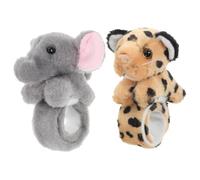 Toddmomy 2pcs Plush Animal Slap Bracelets for Soft Leopard Elephant Wrist Bands Comfortable Snap Bands for Boys Party Favors and Everyday Wear