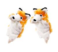 Toddmomy 2pcs Plush Fox Hand Puppets Soft Interactive Animal with Movable Mouths for Boys Storytelling Teaching Role Play Imaginative Play Cuddly Texture