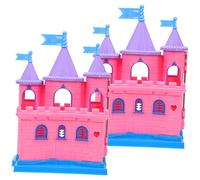 Toddmomy 2Pcs Pretend Plastic Mini Castle Model House for Dollhouse Decoration Lightweight Luxury Villa Ornament for Garden Desktop Lawn and Easter Cake Decor
