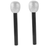 Toddmomy 2pcs Pretend Play Microphone Models Glitter Retro Props for Parties Easy to Hold and Carry for Themed Events Birthday Celebrations and Stage Performances