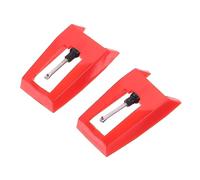 Toddmomy 2pcs Red Diamond Stylus Replacement Needles for Record Player, Plastic and Aluminum Turntable Cartridges, Portable Phonograph Supplies Improving Tone Quality