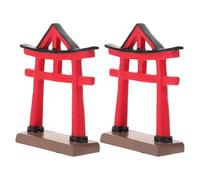 Toddmomy 2pcs Red Resin Torii Gate Ornament Miniature Japanese Shrine Model