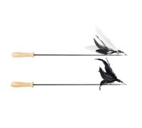 Toddmomy 2pcs Retractable Cat Teaser Stick with Wooden Handle and Feather Replacement Heads Interactive Cat Playthings to Activate Hunting Instincts