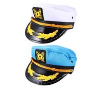 Toddmomy 2pcs Sailor Hat, Captain Yacht Marine Hat, Polyester Twill Fabric, Authentic Nautical Design, for Halloween Cosplay and Party, Men and Women