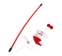 Toddmomy 2pcs Santa Claus Cat Teaser Sticks with Bell, Interactive Bite-resistant Cat for Indoor Training and Xmas Play