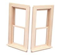 Toddmomy 2pcs Scale Wooden Miniature Window Frames for Dollhouse DIY Unfinished Wood Color Accessories Realistic Detailed Craftsmanship for Fairy Garden and Tiny Playset Decoration