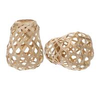 Toddmomy 2pcs Small Bamboo Lampshade Table Lamp Cover Replacement Decorative Lightshade Khaki Woven Bamboo Material for Rooms and Cafe Shops