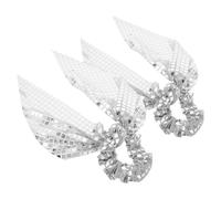 Toddmomy 2pcs Sparkly Sequin Hair Ties with Bowknot for Women Fabric Material Firm Hold and Gentle on Hair Elegant Silver Ponytail Holders for Parties