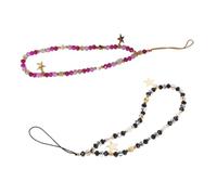Toddmomy 2pcs Star Pendant Phone Wristlet Strap Elegant Beaded Mobile Phone Lanyard with Five-pointed Star Design for Parties and Everyday Use Compatible with Various Models