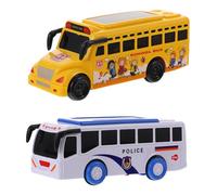 Toddmomy 2pcs Toy Bus Educational Boys and Girls Push and Go Vehicle Inertia Car for Year Old Boy