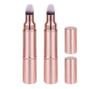Toddmomy 2pcs Travel Makeup Set Featuring a Retractable Double-ended Foundation and Blush Brush with Cap, Made of Man-made Fibres and Plastic, for Office and Parties Use