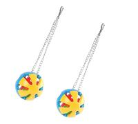 Toddmomy 2Pcs Tricolor Parrot Bell Ball Diameter Hanging Chew for Pet Birds Creative Plastic Play Balls for Parakeets Cockatiels and Parrots to Reduce Boredom and Encourage Play