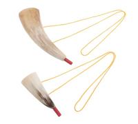 Toddmomy 2pcs Viking Trumpet Medieval Ox Horn Blowing Horn for Halloween Pirate Party Performance Props Boys and Girls Costume Accessories