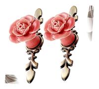 Toddmomy 2pcs Vintage Ceramic Rose Handle Bar Bronze Pink Cabinet Pulls for Wardrobe Wine Locker Decorative Floral Single Hole Bars with Smooth Finish Easy Installation for Home and Kitchen