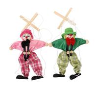 Toddmomy 2Pcs Vintage Clown Marionette Puppet Toy for Boys and Girls Interactive Pull String Design Wooden Puppets for Storytelling and Parent-Child Activities Random Style